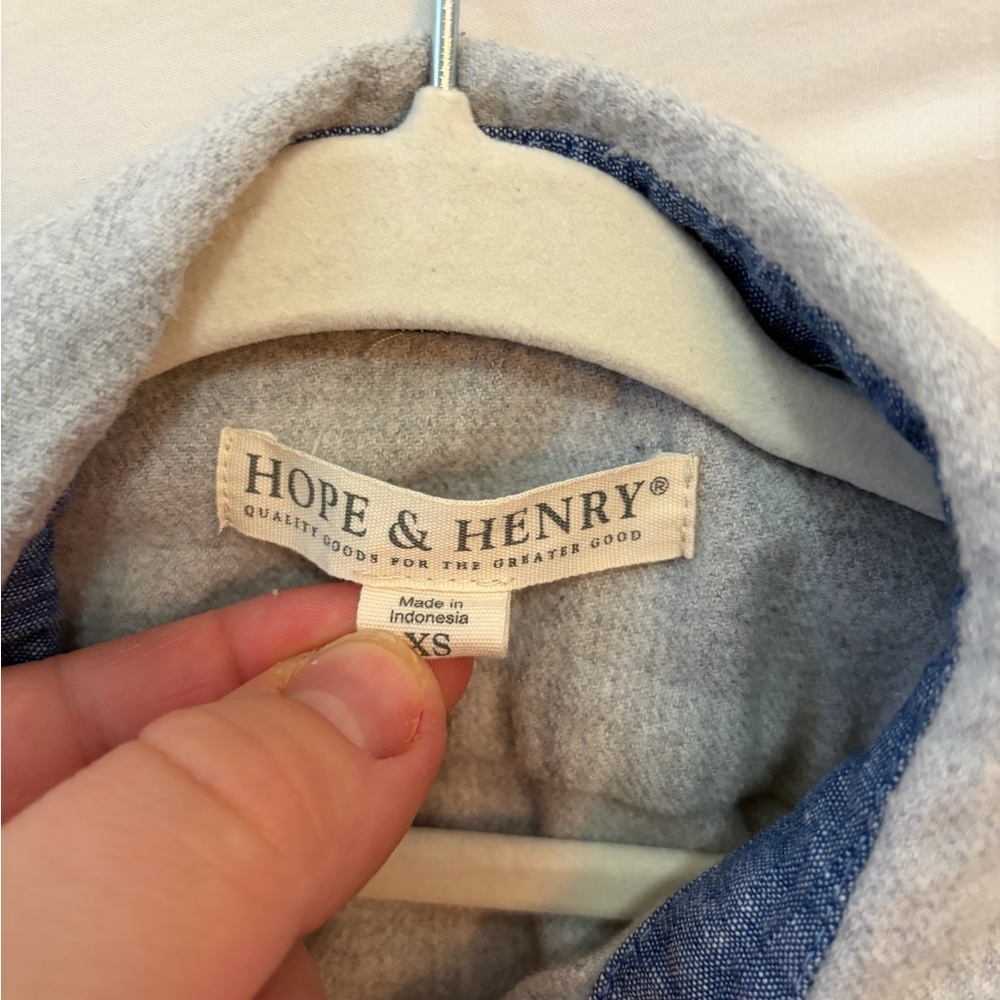 Hope & Henry Light Gray Button-Up Shirt Jacket - Picture 2 of 4